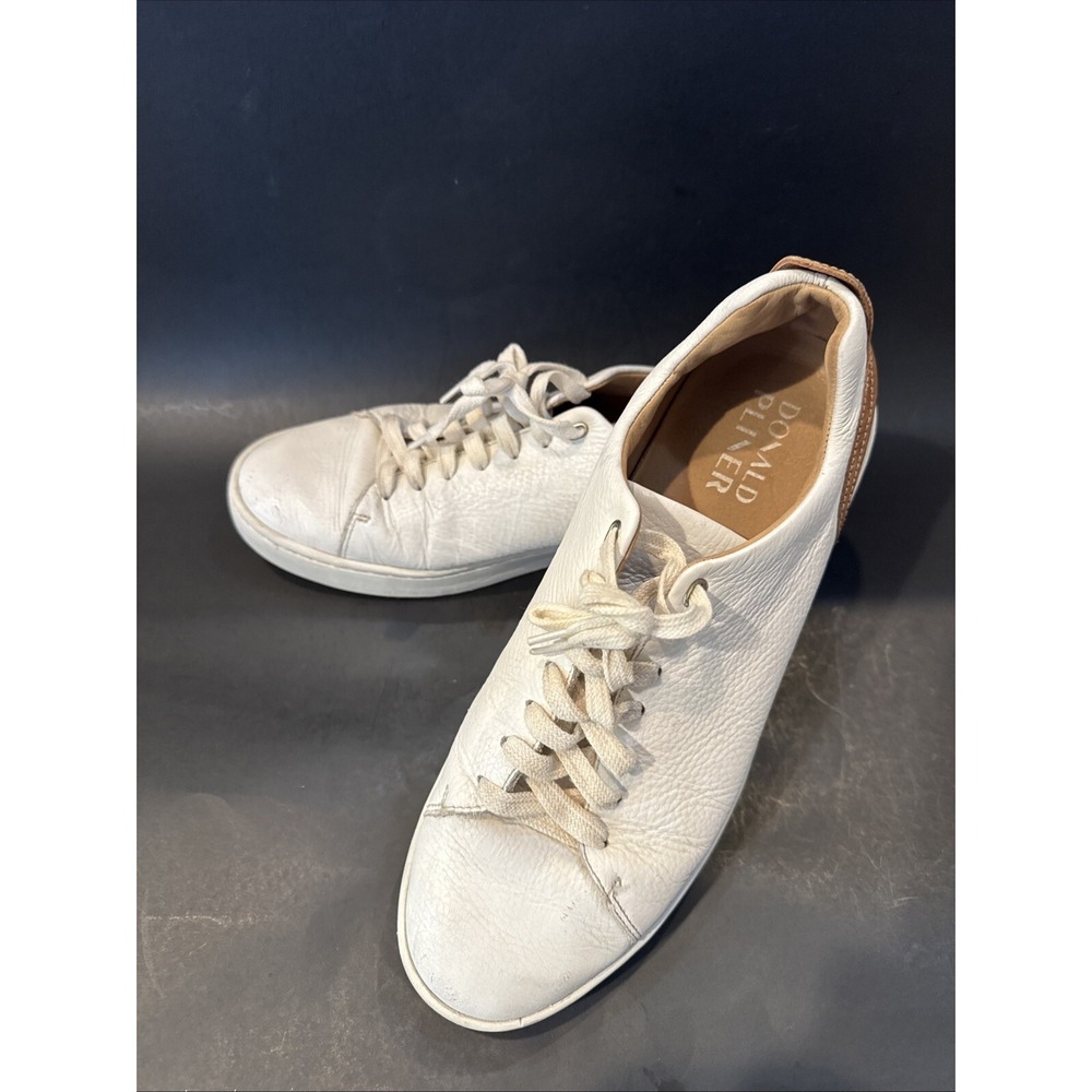 Donald Pliner Men's Alan Leather  Sneakers‎ Shoes Casual White Size 9 M Preppy